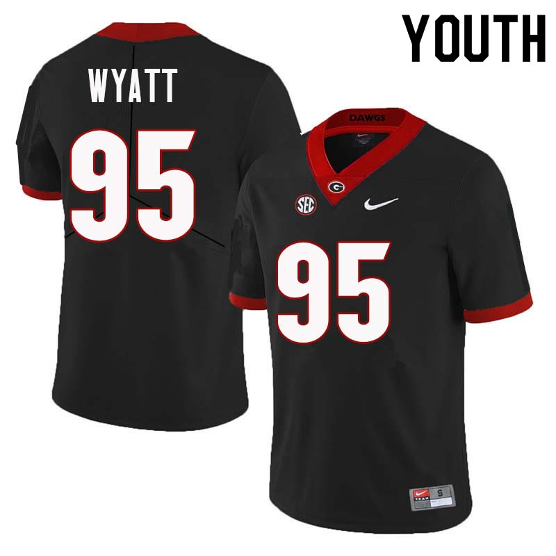 Youth Georgia Bulldogs #95 Devonte Wyatt College Football Jerseys Sale-Black - Click Image to Close